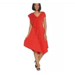 H-by Halston Jet Set Jersey Midi Dress Sz LP